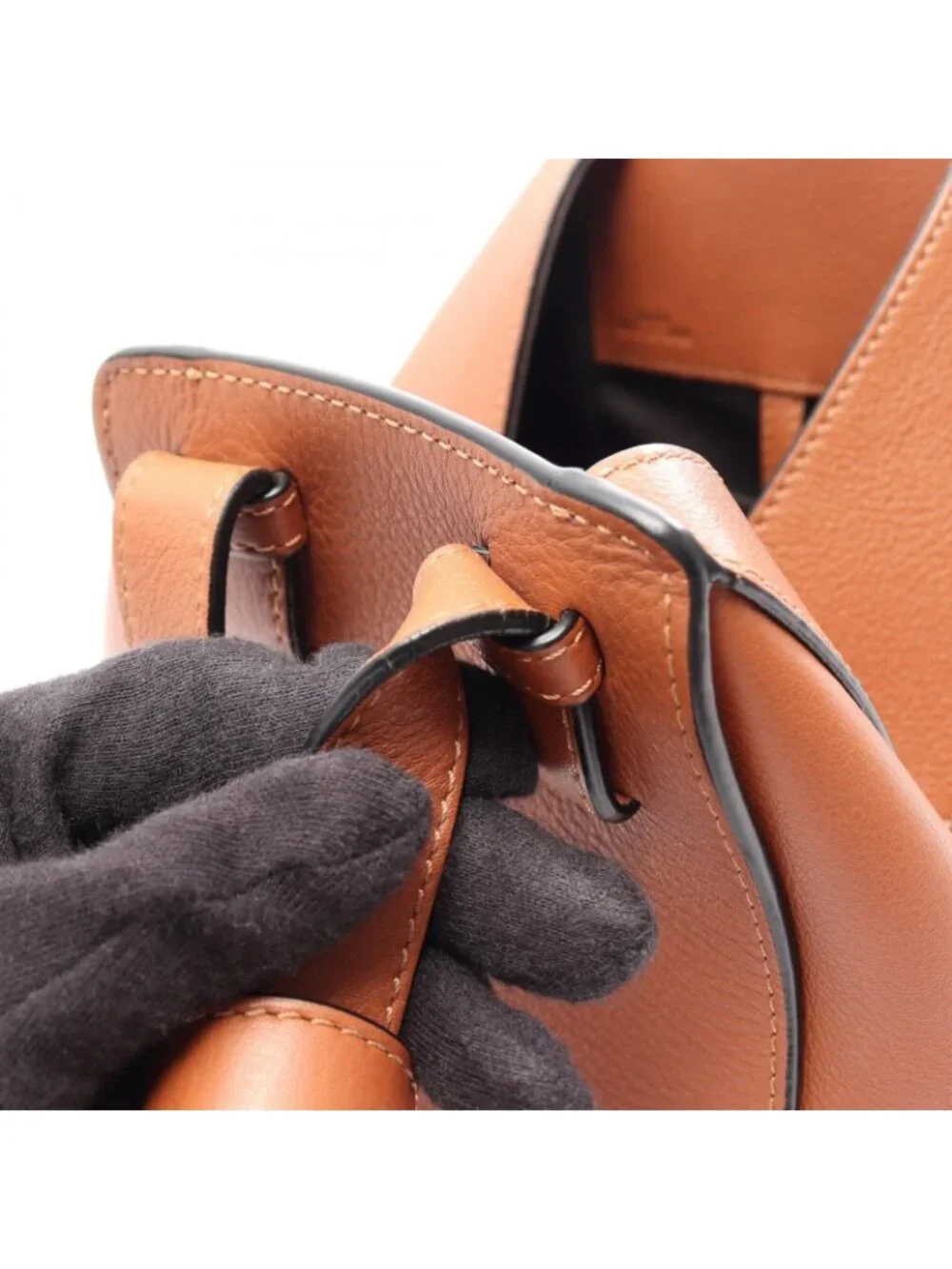 Loewe Handbag Hammock Bag Compact 2-Way Brown Leather